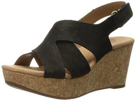 Annadel Fareda Wedge Sandal Black Nubuck 8 M Us