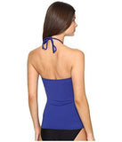 Michael Michael Kors Villa Del Mar Logo Ring Shirred Bandini Top Dark Azurite Swimsuit Top