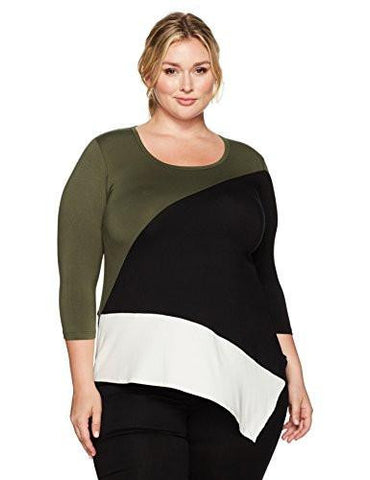 Plus Size Colorblock Angle Top, Multi, 2X