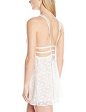 Lace And Dot Mesh Babydoll, Pearl, L