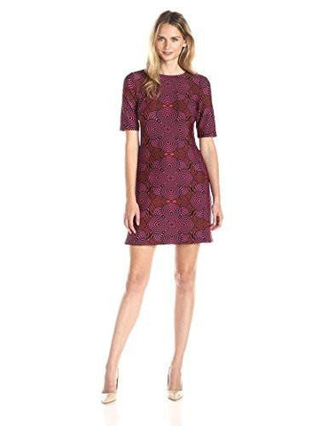 Taylor Dresses Scuba Abstract Shift, Crimson Cherry, 6