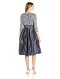 3/4 Sleeve Tie Waist Dress With Pleated Skirt, Steel, 12