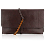 Unisex Pu Leather Envelope Sve Handheld Clutch Purse Brown