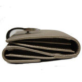 Signoria Buckle Beige Gold Metallic Leather Continental Wallet For 231837