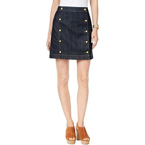 Michael Michael Kors Denim Button Down Mini Skirt Blue 14