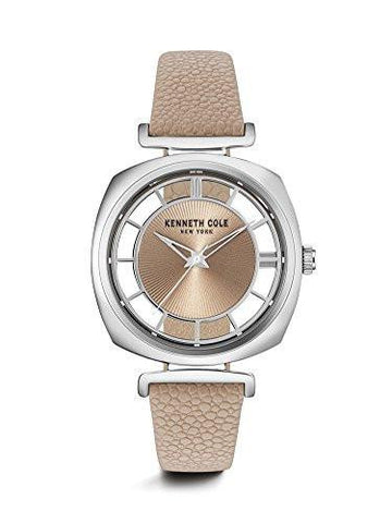 Kenneth Cole York Transparency Quartz Brassplatedstainlesssteel And Leather Dress Watch Color:Brown Model: Kc15108005