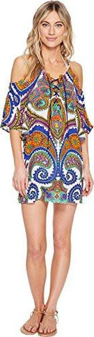 Pacific Paisley OffTheShoulder Tunic Cover Up, Multi/Multi, L