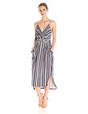 Midi Faux Wrap Dress Dark Navy Combo Medium