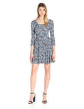 3/4 Sleeve Flared Godet Dress, Print, M