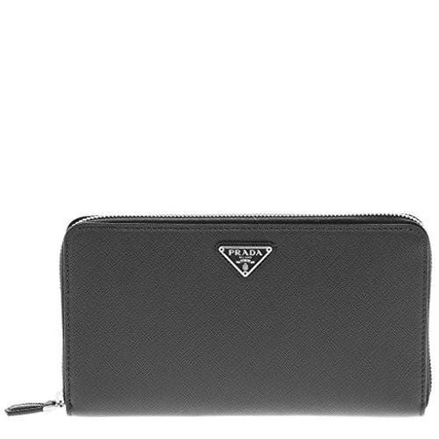 Prada Saffiano Triangle Wallet Black Black