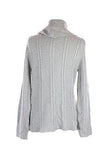 Silver Grey CowlNeck CableKnit Sweater L