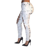 Vicvik White Knee Skinny Denim Distressed Ripped Jeans S