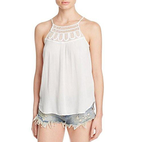 Womens Embroidered Gauze Tank Top Ivory S