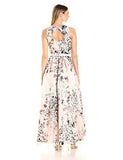 Floral Printed Ballgown, Black/Pink, 6