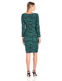 Eliza J Long Sleeve Sheath, Black/Green, 6
