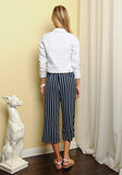 Trend Director Casual Basic Cropped Long Sleeve Button Down Denim Jacket In White Black & Blue Medium White