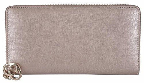 Metallic Taupe Charm Shine Lovely Zip Around Clutch Wallet