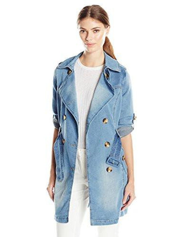 Hooded Trench Coat Denim Large