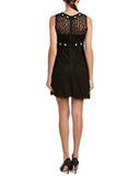 Embroidered Daisy Lace Sheath, Black/Ivory, 10