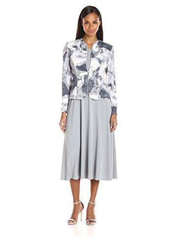 Tucked Front Jacket Dress, Gray, 12