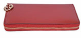 Red Gg Charm Shine Lovely Zip Around Wallet