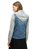 Holdwell Short Denim Jacket With Drawstring Hood Small Grey