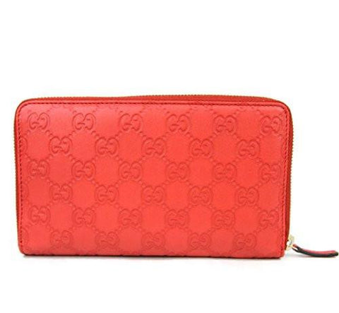 Ssima Leather Wallet Zip Around Travel Clutch 321117 Coral Red