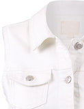 Basic Solid Denim Vest1Xwhite