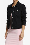 Themogan Distressed Ripped Black Dyed Slim Fit Denim Jacket Black M