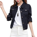 Zhengyuan Long Sleeved Short Denim Jacket Large Black