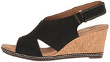 Clarks Helio Float Wedge Sandal Black Nubuck 8 M Us