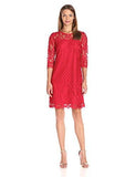 Lace Sheath Dress, Red, 10