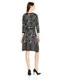 Animal Jacquard Sweater Knit Dress With Cardi, Cream Black, Large