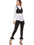 Sweatyrocks High Waist Skinny Ruffle Hem Long Leggings Workout Yoga Pant Black S