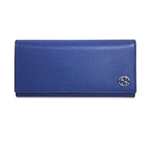 Gucci Saffiano Leather Continental Flap Wallet 256348 4518 Blue