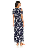 Nine West Cold Shoulder Maxi With Shirring At The Waist Ivorydark Pacific 6