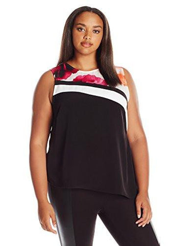 Plus Size Angle Bottom Top With Print Whitemulti 1X