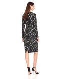 Sleeve Midi Printed Dress, Black/White/Green, 4