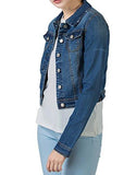 Perhaps U Cropped Denim Jacket For Teen Girls Classic Long Sleeves Jean Tops S Dark Blue