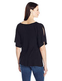 Karen Kane SplitSleeve PickUp Top, Black, M