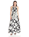 Printed Ball Gown Dress, Black/Natural, 6
