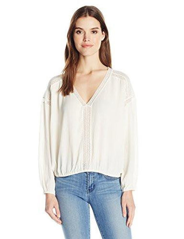 Katella V Neck Lace Blouse, Natural, S