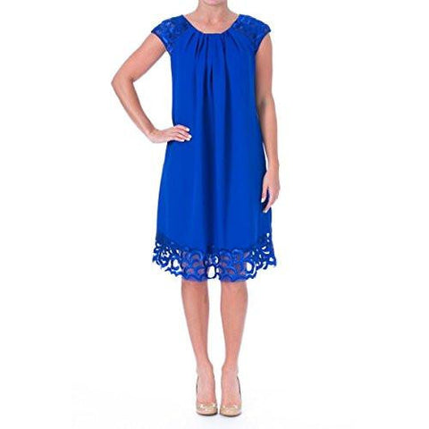 Womens Embroidered Cap Sleeves Cocktail Dress Blue 6