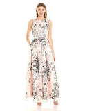Floral Printed Ballgown, Black/Pink, 6
