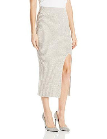 Rib Slit Skirt Light Heather Grey Large