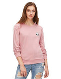 Sweatyrocks Sweatshirt Pink Alien Patch Drop Shoulder Long Sleeve Shirt M