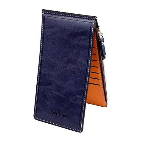 Noedy Thin Multi Card Case Organizer Wallet With Zipper Pocket Dark Blue