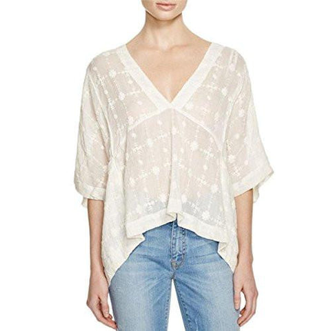 Cropped Embroidered Casual Top Ivory L