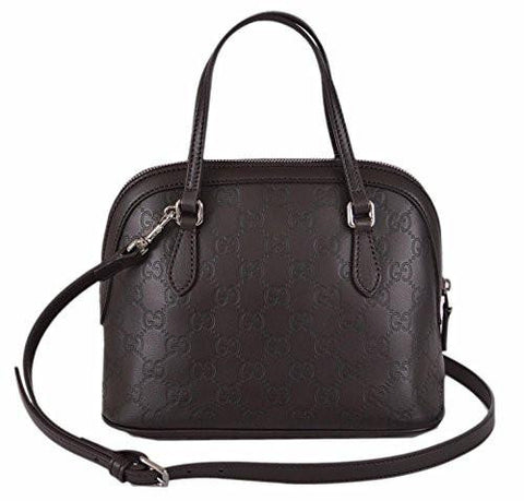 Gg Ssima Dark Brown Leather Convertible Mini Dome Purse