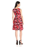 Taylor Dresses Poppy Floral Fit And Flare Scuba Dress, Red/Black, 12